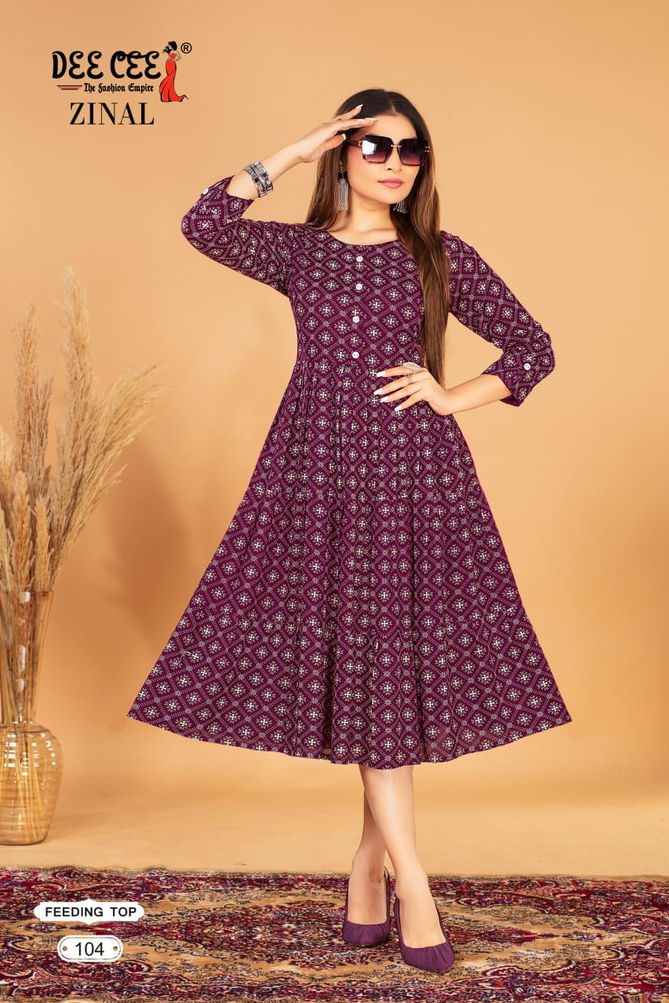 Zinal By Deecee Flared Rayon Printed Kurtis Wholesale Market In Surat